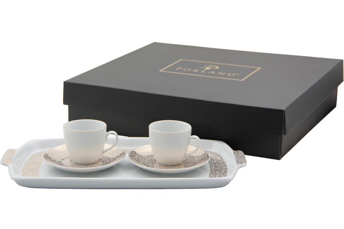 Gold Bordür Kahve Takımı 5 Parça