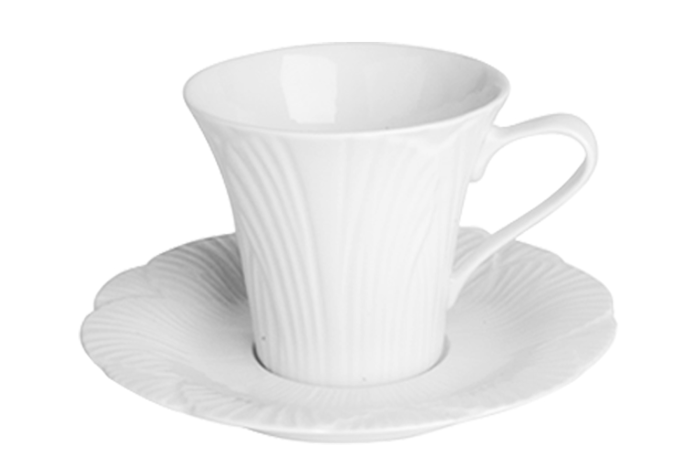 Yaprak Beyaz Tabaklı Çay Fincanı 205cc