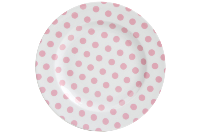 Puanti Pembe Düz Tabak 27cm