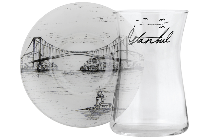 İstanbul Tabaklı Çay Bardağı 165cc