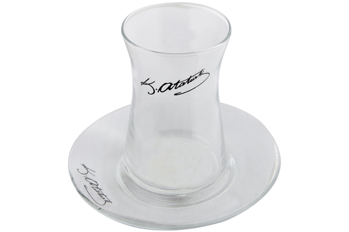 Atatürk Desen1 Tabaklı Çay Bardağı 165cc