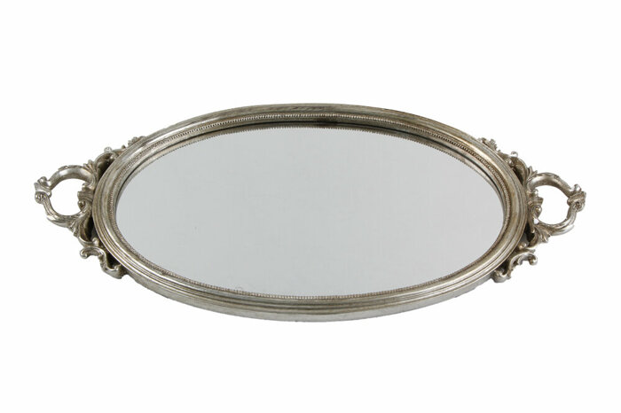 Karina Silver Oval Tepsi 25x48cm