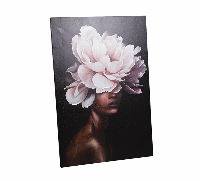 Pembe Çiçekli Kız M:1 Tablo 80x120cm