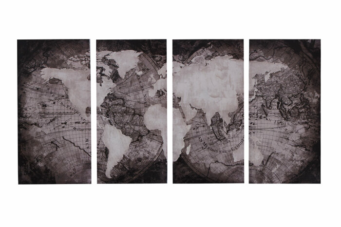 Dünya Haritası 4 Parça Tablo 200x100cm