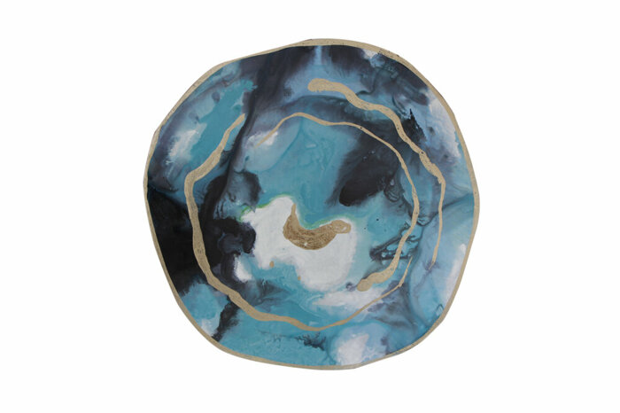 Turkuaz Yuvarlak Metal Duvar Süsü 62cm