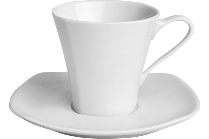 Square Beyaz Tabaklı Çay Fincanı 200cc