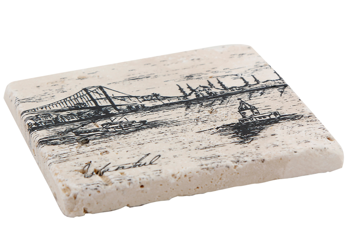 İstanbul Beyaz Bardak Altlığı 10x10cm