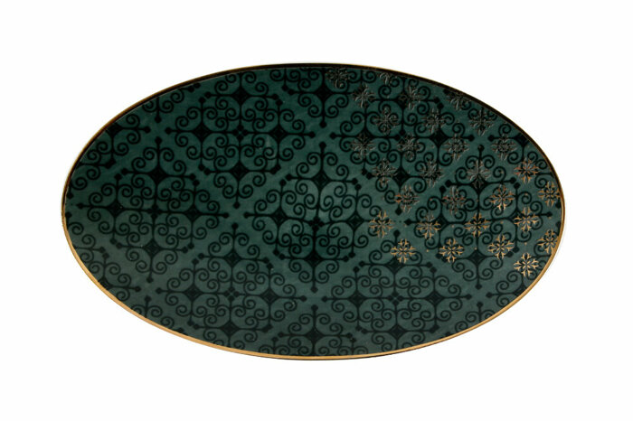 Evoke Desen5 Yeşil Kayık Tabak 24cm