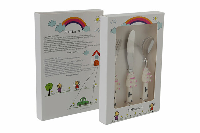 Mini Cow Çocuk Çatal Kaşık Bıçak Takımı 3 Parça