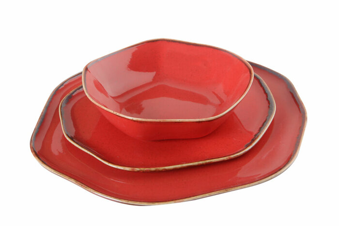 Pure Seasons Kırmızı Yemek Takımı 3 Parça