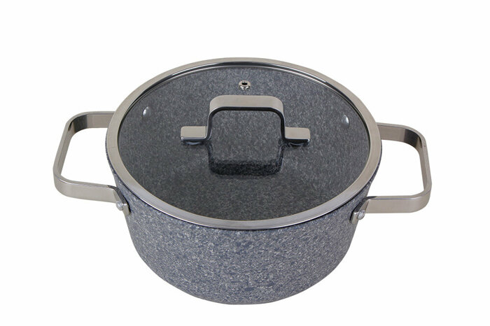 Bianco Gri Kapaklı Derin Tencere 24 cm