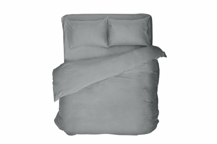 Pamuk Saten Gri Nevresim Çift Kişilik 200x220cm