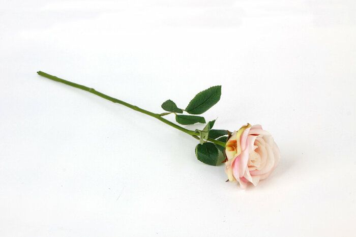 Tek Gül Beyaz&Pembe Yapay Çiçek 51cm